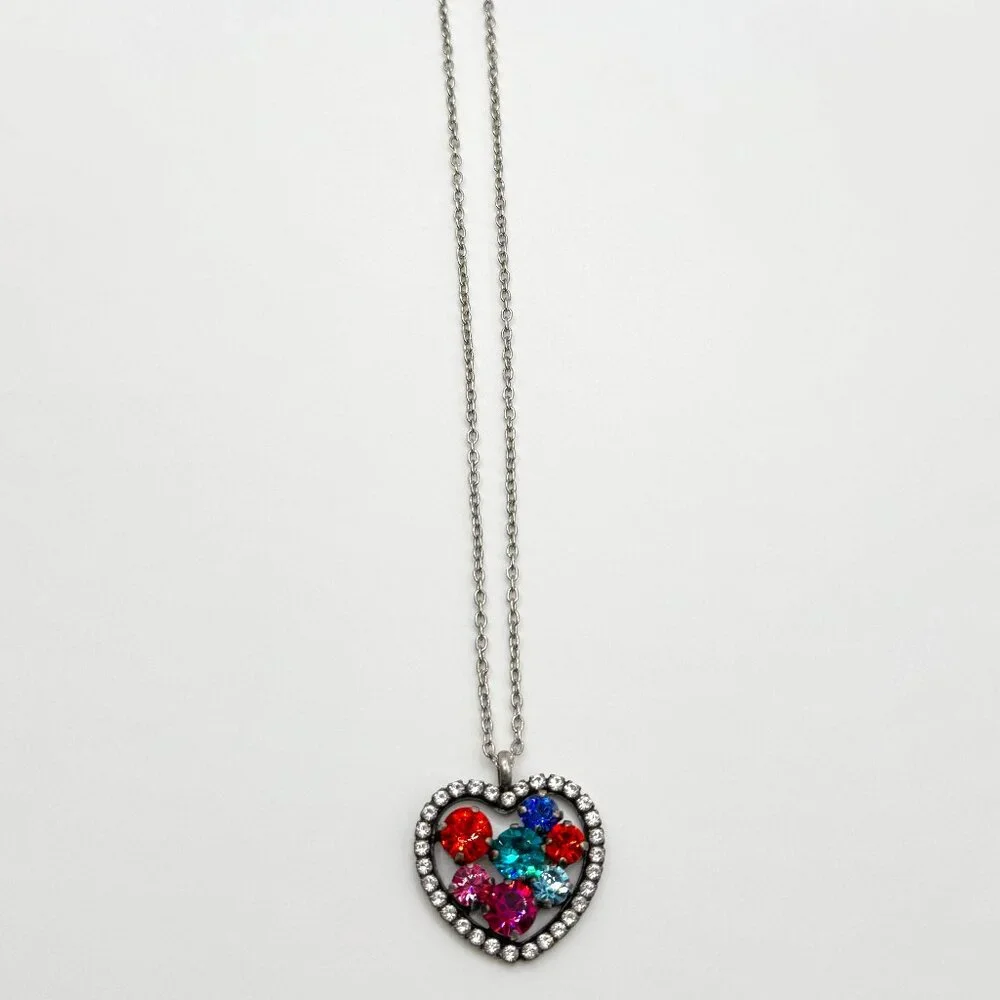 Rainbow Swarovski Crystal Heart Necklace – Multicolor Sparkle, Handcrafted gift - Picture 1 of 5
